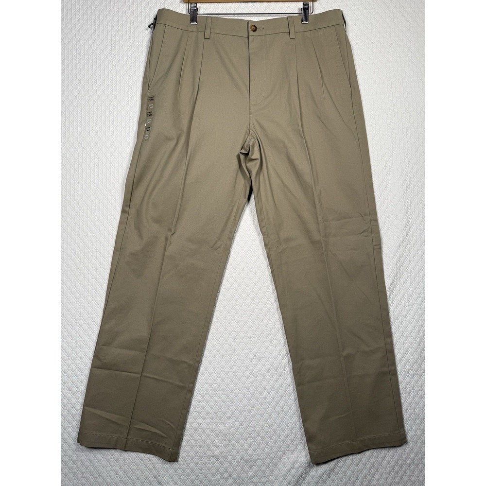 Croft & Barrow Pants Men‎ 38x32 Tan Easy Care Khaki Chino Classic Pleated NEW